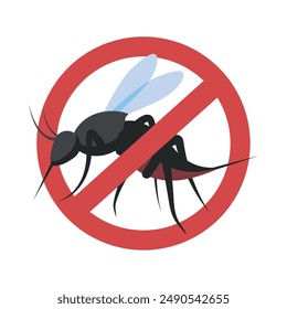 signo de advertencia de mosquito de dengue prohibido aislado