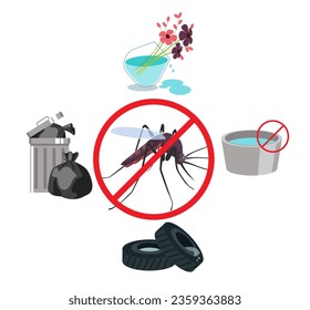 Dengue Prevention - Avoid Water Collection - Stock Illustration as EPS 10 File