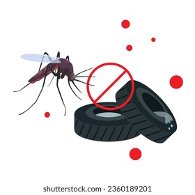 Dengue Prevention - Avoid Water Collection in used Tires - Stock Illustration as EPS 10 File