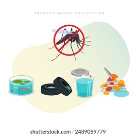 Dengue Prevention - Avoid Water Collection - Stock Illustration as EPS 10 File