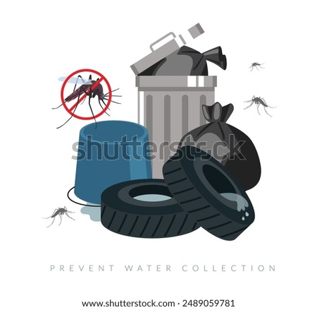 Dengue Prevention - Avoid Water Collection - Stock Illustration as EPS 10 File