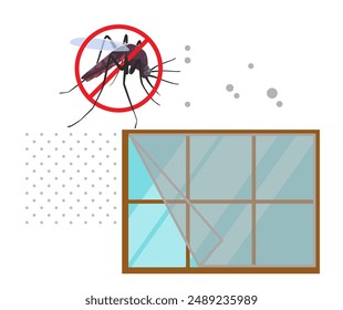 Dengue Prevention - Use Insect Mesh for Windows - Stock Illustration as EPS 10 File