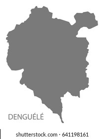 Denguele Ivory Coast map grey illustration silhouette