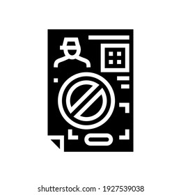 vector de icono de glifo de asignación de denegación. signo de asignación de denegación. símbolo de contorno aislado ilustración negra