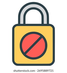 denied access locked privacy security flat color vector illustration template design