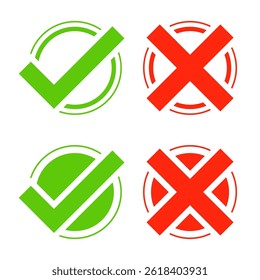 denied and approved checkmark sign in collection vector