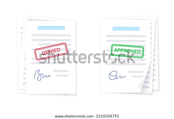 Denied Approved Documents Signature Rejected Accepted Stock Vector ...