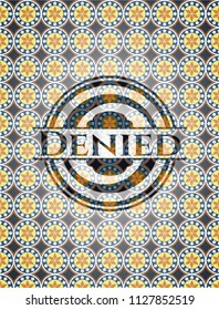 Denied arabic badge background. Arabesque decoration.