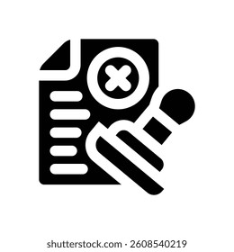 denied glyph icon. Strong and solid vector icon for websites, mobile interfaces, presentations, and visual branding. High quality and easy to edit.