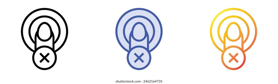 icono denegado. Diseño de estilo de relleno lineal, azul y degradado aislado sobre fondo blanco