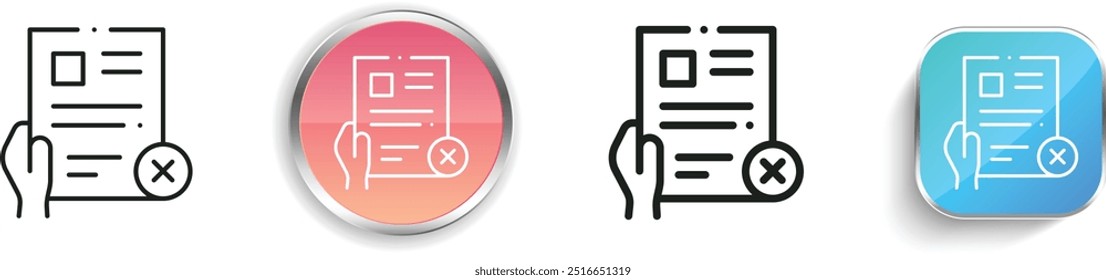 denied icon. Thin Linear, Regular and Button Style Design Isolated On White Background