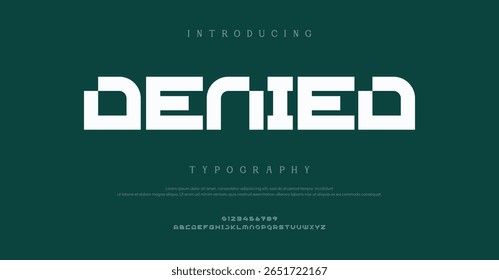 Denied modern alphabet fonts for logo. Typography technology electronic digital music future creative font. vector illustration 