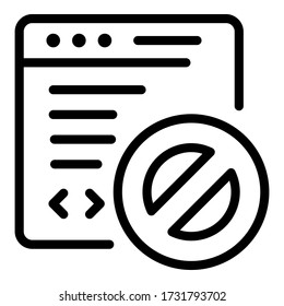 Denied on web application icon. Outline denied on web application vector icon for web design isolated on white background