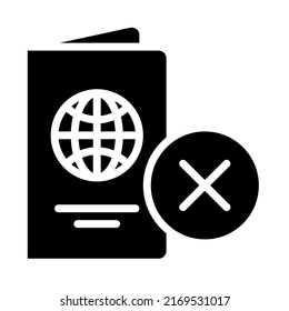 Denied passport icons glyph style. Glyph style. Vector. Isolate on white background.