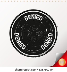 DENIED. Rubber Stamp with black color have porous and rough on white paper. For make a mark or design your product using a stamp or seal. Easy to change color.