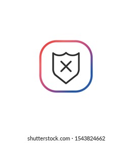Denied Shield  - Line Vector Icon