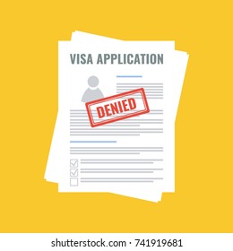 denied visa application, flat design