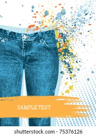 Denim background for design with grunge elements for text on white