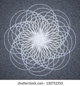 Denim black cloth with printed white flower. vector illustration