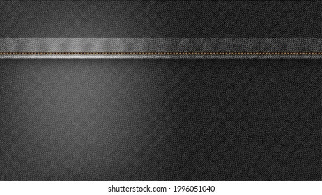 Denim, black jeans texture background. Realistic denim texture, grunge print