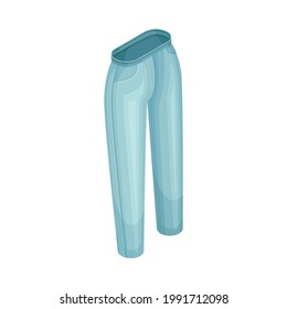 Denim Blue Pair of Jeans with Side Pockets as Clothing or Apparel Item Made of Fabric Isometric Vector Illustration