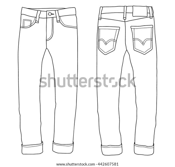 Denim Bottoms Jeans Icon Sketch Stock Vector (Royalty Free) 442607581