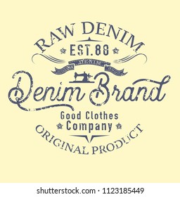 denim brand.T shirt print.Vector