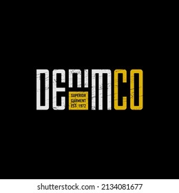 denim company Graphic mens dynamic t-shirt design, poster, typography. Vector illustration.
