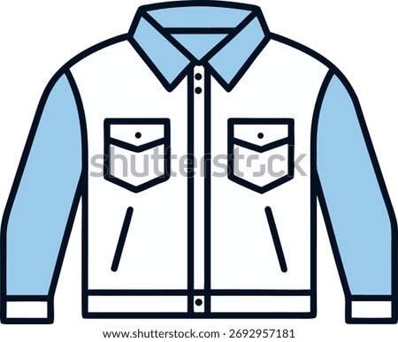 Denim Crop Jacket with Zipper Front View Vector