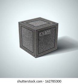 Denim cube on a white background. Vector eps 10