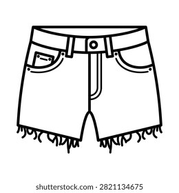 Denim cutoffs icon outline vector line art isolated design