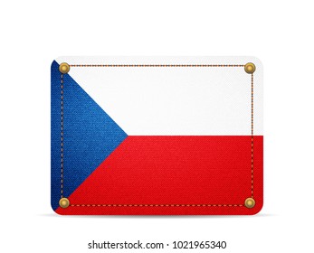 Denim Czech Republic flag on a white background.
