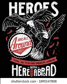 Denim eagles typography, tee shirt graphics, vectors