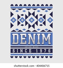 Denim ethnic indian typography, t-shirt graphics, vectors