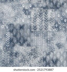 fundo padrão de colcha de retalhos de texturas étnicas denim