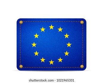 Denim EU flag on a white background.