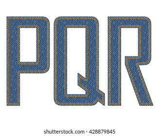 Denim letras de tela. Ilustración vectorial.