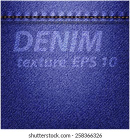 Denim fabric texture. Realistic vector background.