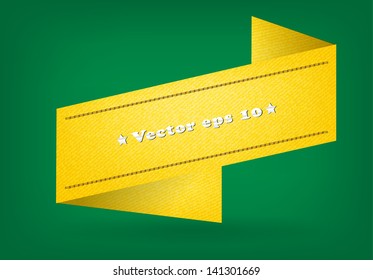 Denim fabric yellow badges, banner, labels, tags, Vector template design