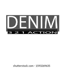 The Denim fonts on the black shapes concept. Slogan vektor illustration