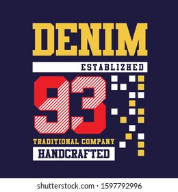 denim handcrafted, t-shirt design vector, typograhpy design