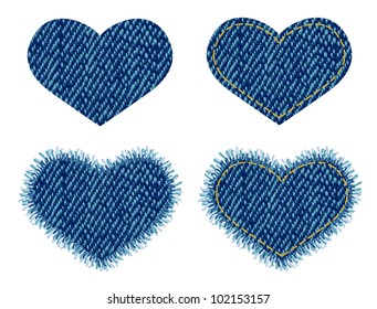 Denim Heart Patch. Vector Illustration.