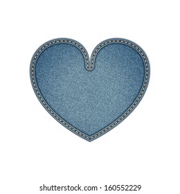 Denim heart. Realistic vector . eps 10