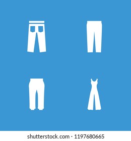 Denim icon. collection of 4 denim filled icons such as pants. editable denim icons for web and mobile.