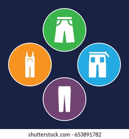 Denim icons set. set of 4 denim filled icons such as pants