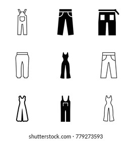 Denim icons. set of 9 editable filled and outline denim icons such as pants