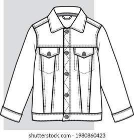 Denim Jacket Fashion Flat Template Denim Stock Vector (Royalty Free ...