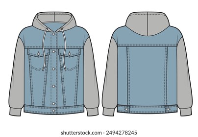 Jeansjacke mit Jersey Kapuze und Ärmeln