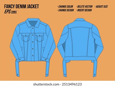 denim jacket man mockup template vector illustration