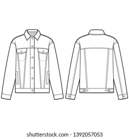 Denim Jacket Outer fashion flat sketch template